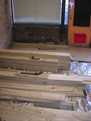 Stacks of floor boards